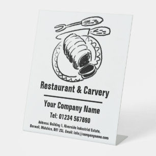 Ontwerp van restaurant- en Carvery-Cartoon Reclamebord Met Voetstuk