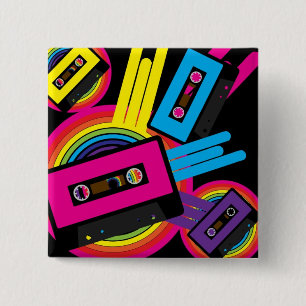 Ontwerp van Retro Party Vierkante Button 5,1 Cm