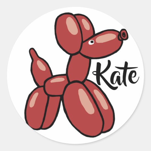 Ontwerp van rode ballonhond ronde sticker (Voorkant)