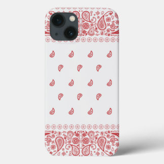 Ontwerp van rode en witte paisley iPhone 13 hoesje
