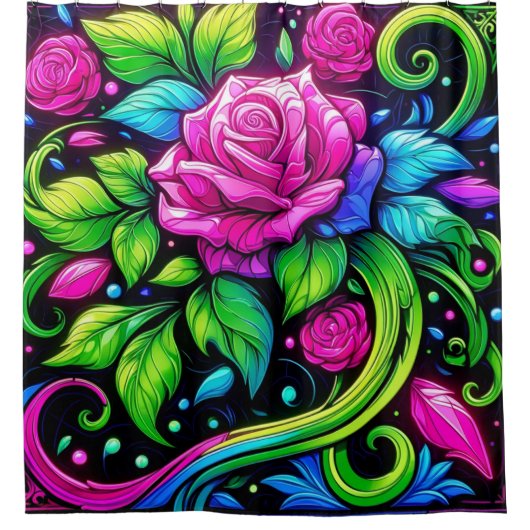 Ontwerp van roos douchegordijn (Voorkant)