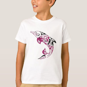 Ontwerp van roos- en zwarte dolfijn-Tattoo T-shirt
