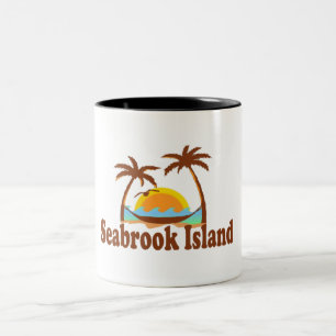 Ontwerp van Seabrook Island "Sun and Palm Trees" Tweekleurige Koffiemok