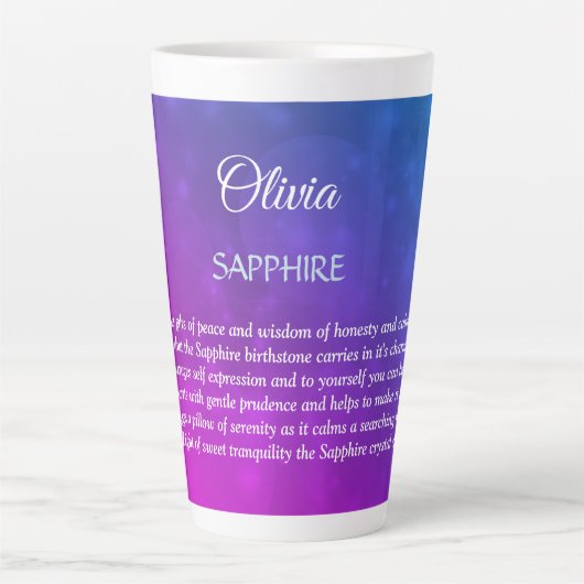 Ontwerp van september Birthstone Sapphire Latte Mok (Voorkant)