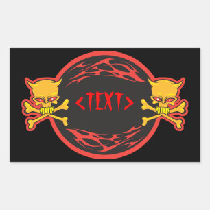 Ontwerp van Skulls en Flames aanpassen,<TEXT> Rechthoekige Sticker