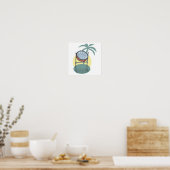 ontwerp van stalen trommel en palmboom poster (Keuken)