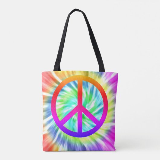 Ontwerp van Tie Dye Peace Sign-Canvas tas (Achterkant)