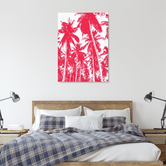 Ontwerp van tropische palmbomen canvas afdruk (Insitu (Slaapkamer))