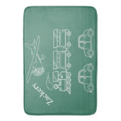 Ontwerp van vlak, trein en auto ~bewerkbare naam & badmat (Voorkant Verticaal)