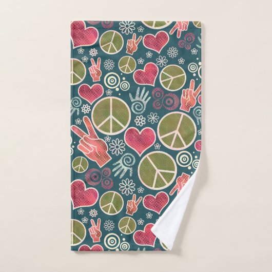 Ontwerp van vredessymbool Hipster Pacifism-teken Bad Handdoek (Handdoek)