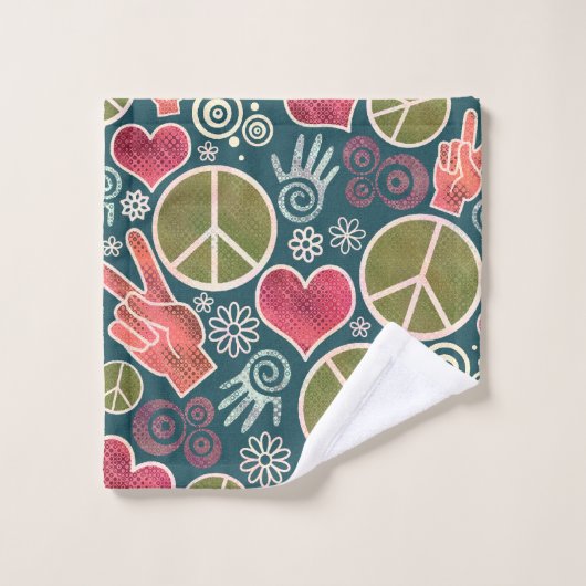 Ontwerp van vredessymbool Hipster Pacifism-teken Bad Handdoek (Wasdoekje)