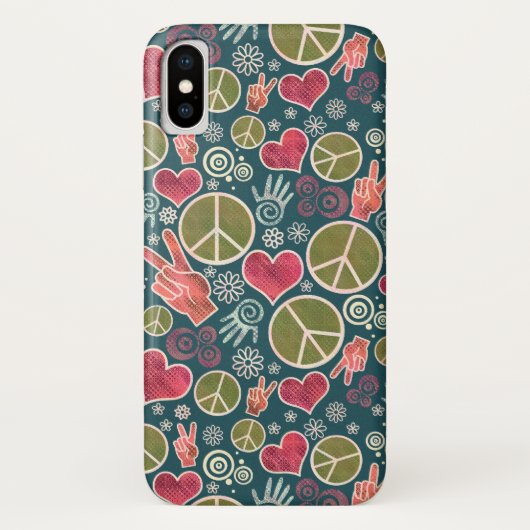Ontwerp van vredessymbool Hipster Pacifism-teken Case-Mate iPhone Case (Achterkant)