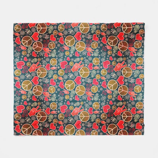 Ontwerp van vredessymbool Hipster Pacifism-teken Fleece Deken (Voorkant (Horizontaal))