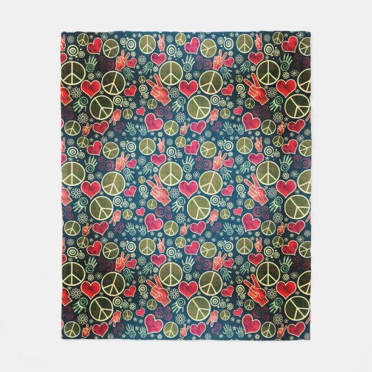 Ontwerp van vredessymbool Hipster Pacifism-teken Fleece Deken (Voorkant)