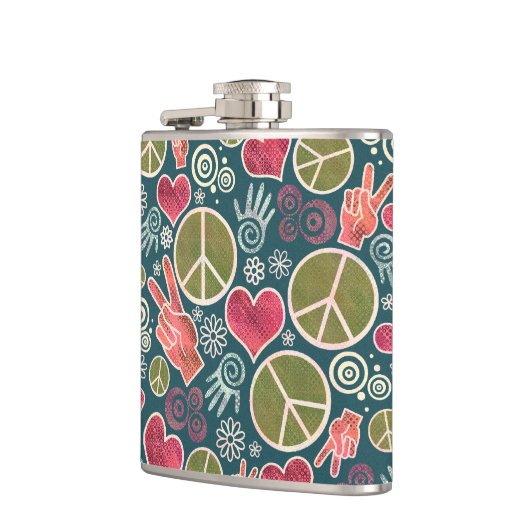 Ontwerp van vredessymbool Hipster Pacifism-teken Heupfles (Links)