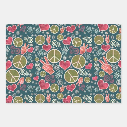 Ontwerp van vredessymbool Hipster Pacifism-teken Inpakpapier Vel (Voorkant 2)