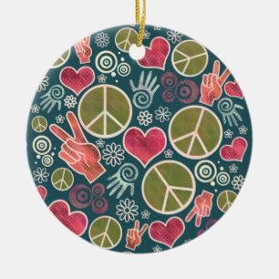 Ontwerp van vredessymbool Hipster Pacifism-teken Keramisch Ornament