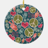 Ontwerp van vredessymbool Hipster Pacifism-teken Keramisch Ornament (Achterkant)