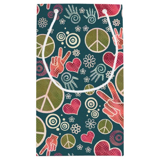 Ontwerp van vredessymbool Hipster Pacifism-teken Klein Cadeauzakje (Achterkant)