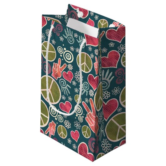 Ontwerp van vredessymbool Hipster Pacifism-teken Klein Cadeauzakje (Voorkant Gekanteld)