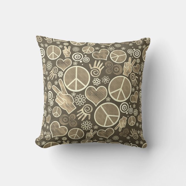 Ontwerp van vredessymbool Hipster Pacifism-teken Kussen (Voorkant)