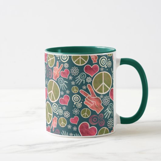 Ontwerp van vredessymbool Hipster Pacifism-teken Mok (Rechts)