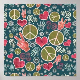 Ontwerp van vredessymbool Hipster Pacifism-teken Poster