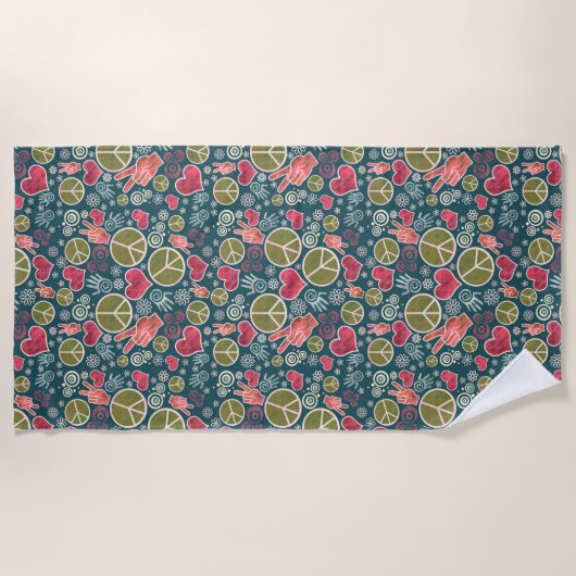 Ontwerp van vredessymbool Hipster Pacifism-teken Strandlaken (Voorkant)