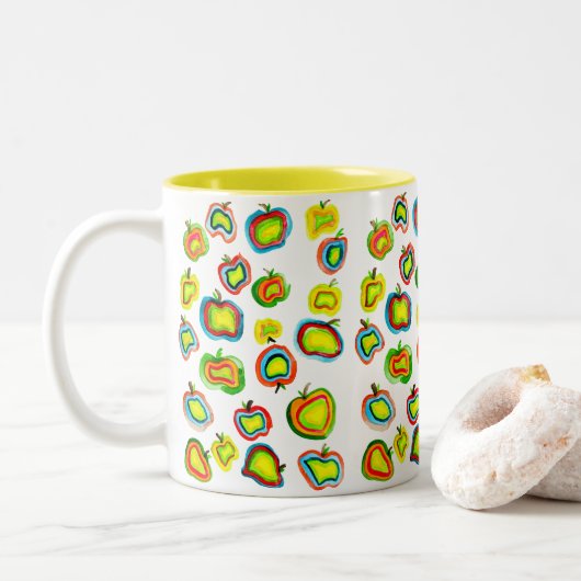 Ontwerp van waterverf van paddestoelen tweekleurige koffiemok (Met donut)