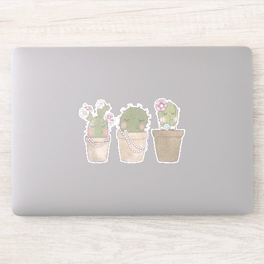 Ontwerp van Waterverf voor glimlachende cactus Sticker (Computer)