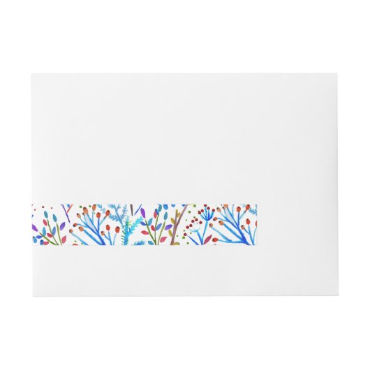 Ontwerp van  waterverf winterbladpatroon omwikkelbaar adreslabel (Voorkant)