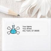 ontwerp van wetenschapsbekerglas en dwarsbeenderen etiket (Insitu)