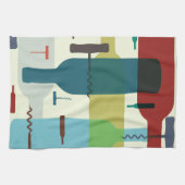 Ontwerp van wijnfles en -opener theedoek (Horizontaal)