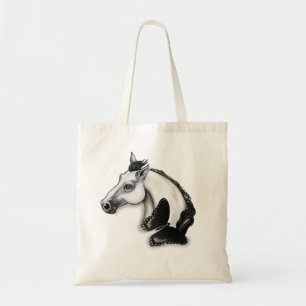 Ontwerp van witte paarden en vlinders tote bag