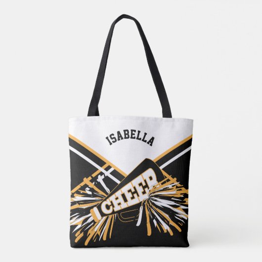 Ontwerp van witte, zwarte en goudchristen draagtas (Achterkant)