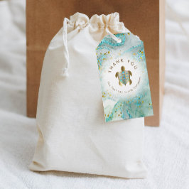 ontwerp van zeeschildpad in turkoois cadeaulabel