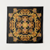 Ontwerp van zijden sjaal met roerstenen en goud wandkleed (Voorkant)