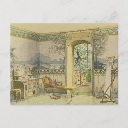 ontwerp voor een badkamer, van 'Interieurs Moderne Briefkaart (Voorkant)