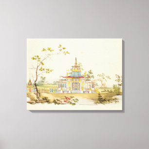 Ontwerp voor een Chinese tempel, c.1810 (pen en in Canvas Afdruk