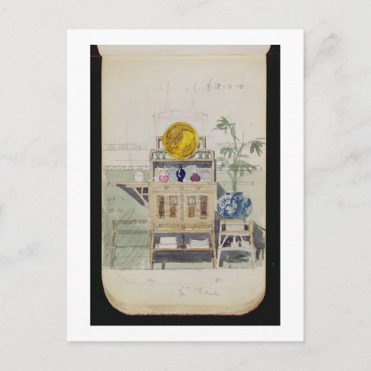 Ontwerp voor een Sideboard, c.1860s-70s (w/c & pot Briefkaart (Voorkant)