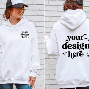 Ontwerp voor- en achterzijde Aangepaste Logo Geper Hoodie