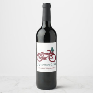 ontwerp voor fietsen en kerstbomen wijn etiket