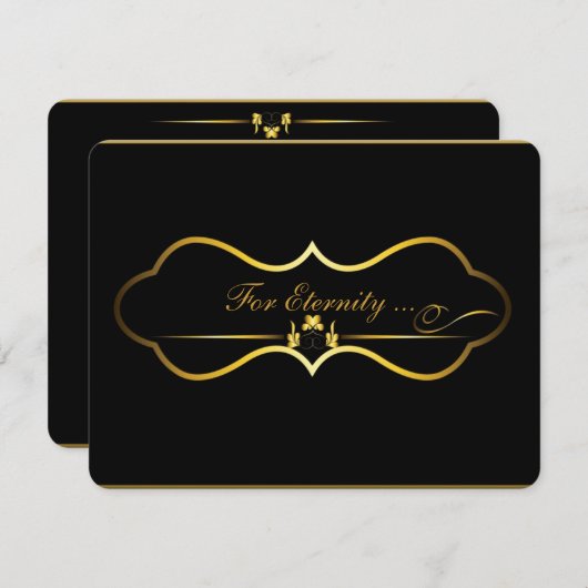 ontwerp voor hedendaagse bruiloft met zwart en gou kaart (Voorkant / Achterkant)