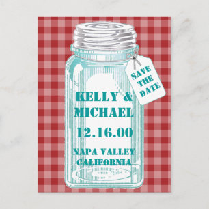 ontwerp voor kanning Jar Red Gingham Aankondigingskaart