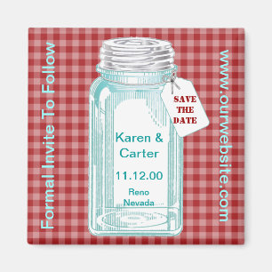 ontwerp voor kanning Jar Red Gingham Magneet