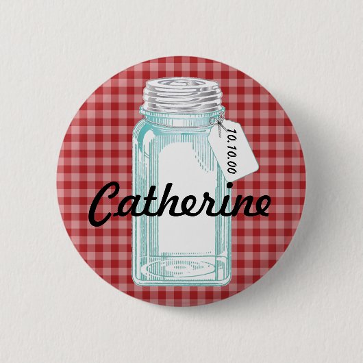  ontwerp voor kanning Jar Red Gingham Ronde Button 5,7 Cm (Voorkant)