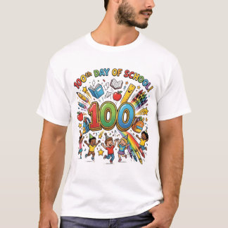 Ontwerp voor kleurrijke viering van de 100e school t-shirt