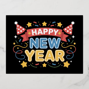 Ontwerp voor Nieuwjaarsviering Folie Feestdagen Briefkaart