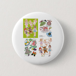 Ontwerp voor papierDoll Fifties, Schattig Retro Ronde Button 5,7 Cm