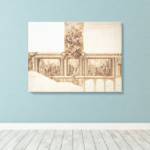 Ontwerp voor plafondmuren en trappen (pen, bruin) canvas afdruk (Insitu (Houten vloer))